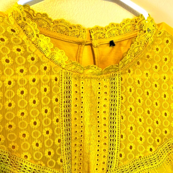 M Anthropology Women Lace Tops Long Sleeve Cotton Blouse - Picture 3 of 13